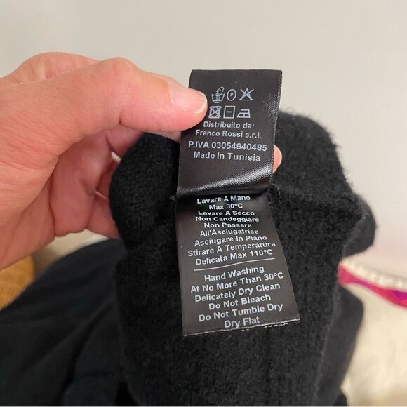 Alpha Studio Wool Sweater Cashmere Blend Mock Neck Crop Black White Size Small - Picture 8 of 8